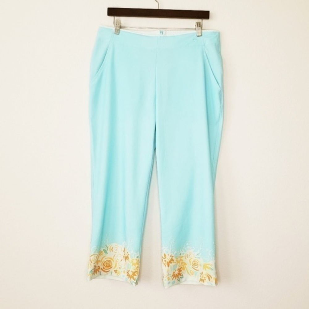 Nike Golf Dri Fit Blue Mint Printed Pants Straight Leg Size 6